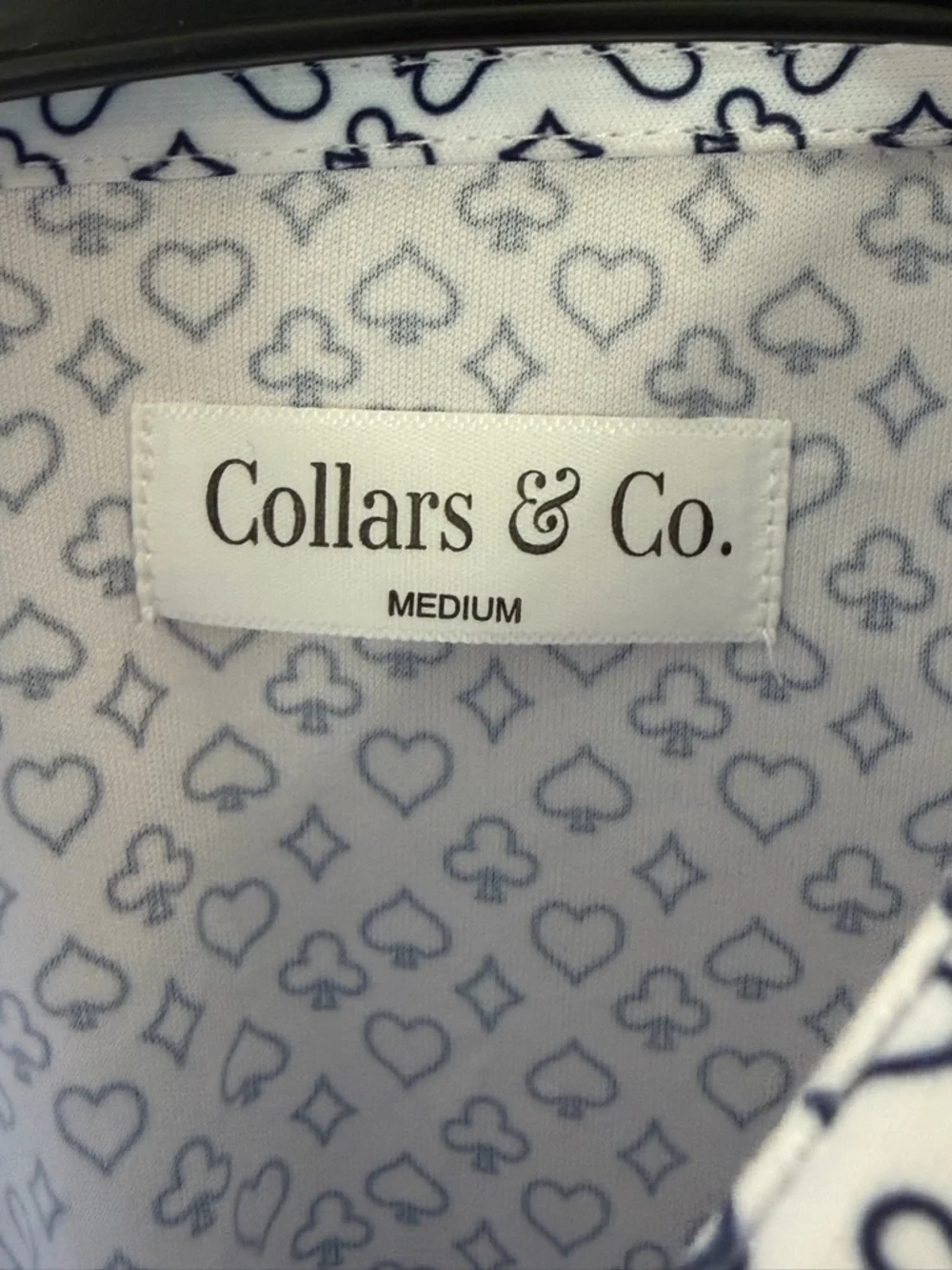 NWOT Collars & Co. Blue White Royal Flush Semi-Spread Collar Polo in Size Medium